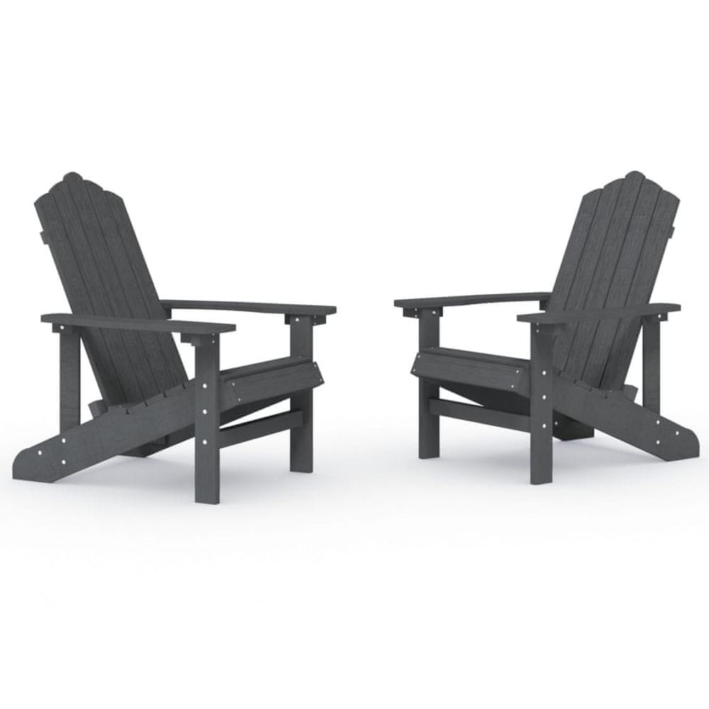 Vidaxl Záhradné stoličky Adirondack 2 ks HDPE antracitové